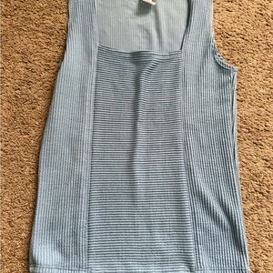 Caution To The Wind Light Blue Ribbed Tank Top